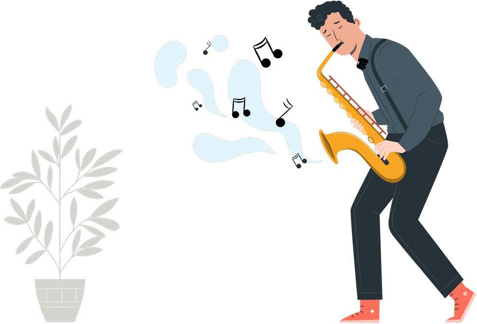 Man som spelar saxofon
