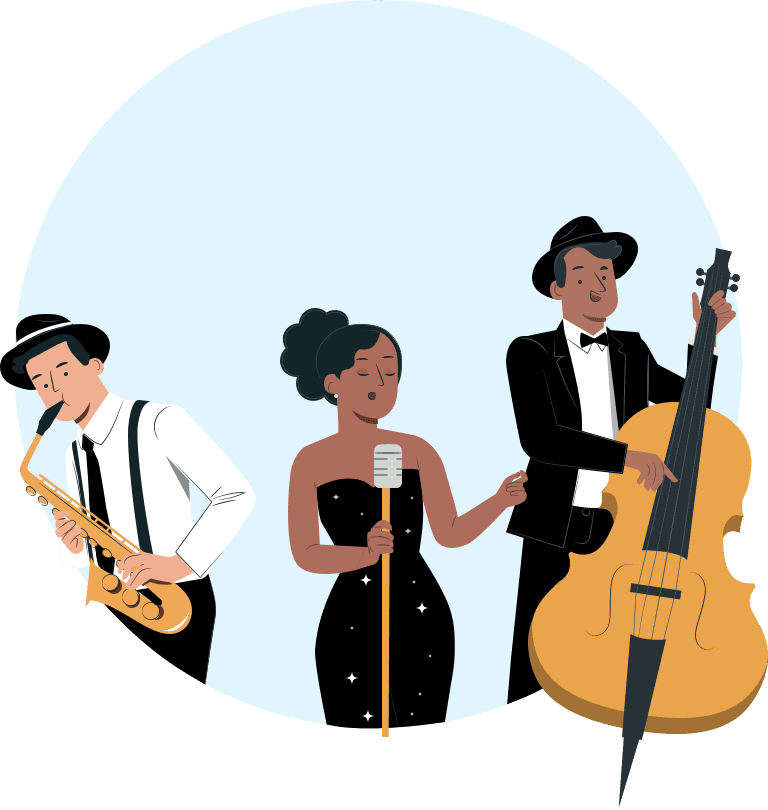Sångerska, saxofonist och basspelare i scenljuset