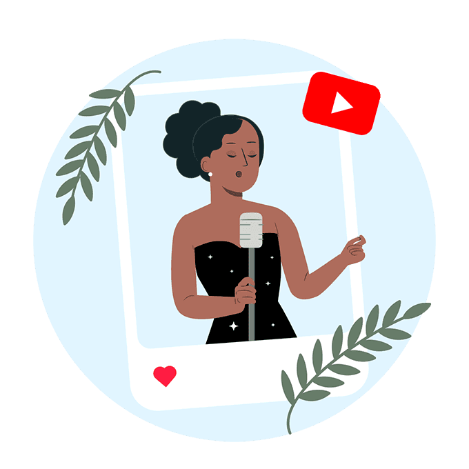 En kvinna som sjunger på YouTube